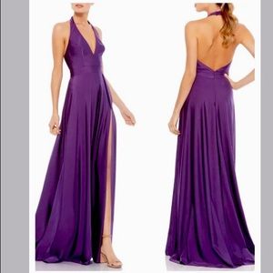 MAC DUGGAL Halter Neck Satin A-Line Gown